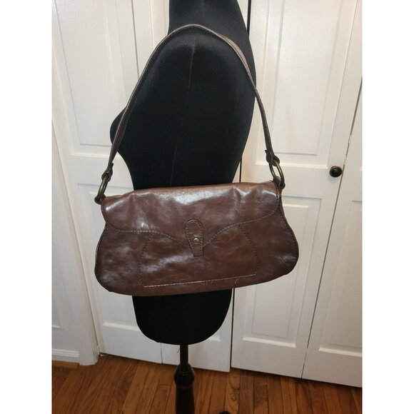 Handbags - Fina Firenze Y2K Brown Faux Leather Hobo Bag Bronze Hardware Boho 00s Retro